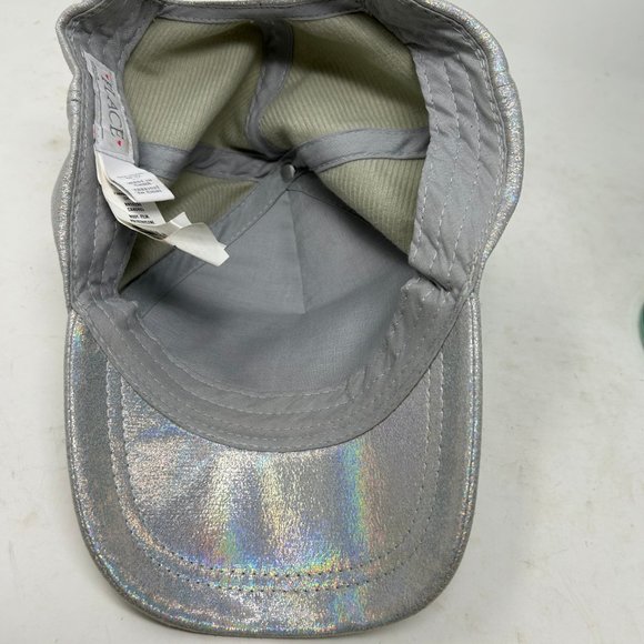 Place Hat OS Silver Holographic Heart Confetti Adjustable Snap Back Trucker - Picture 6 of 8